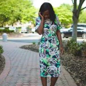 ASOS Green and Black Vibrant Floral Midi Dress Size 6